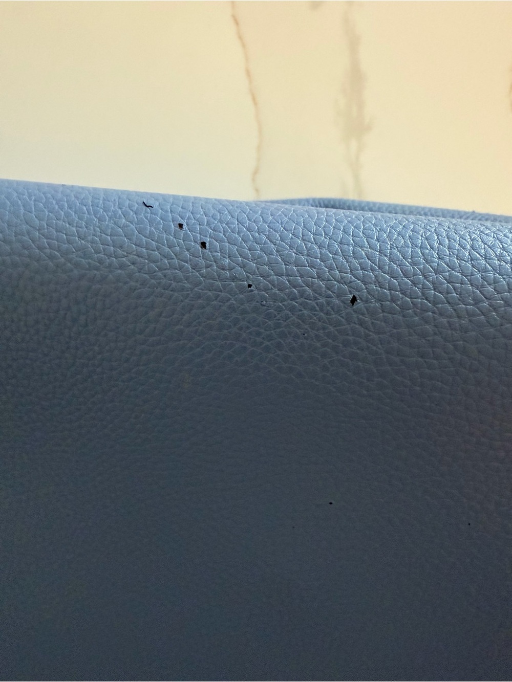 Emporio Armani Dusty Blue Pebbled Leather Tote - Picture 9 of 11